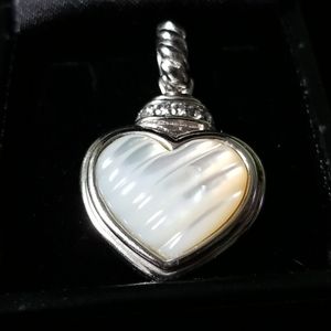 Judith Ripka translucent white stone heart charm